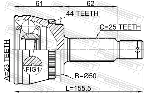 1210LANA44 Febest Наружная граната