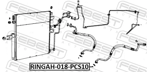 RINGAH018PCS10 Febest Кольцо уплотнительное шланга компрессора, нагнетательного