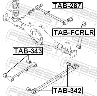 TAB343 Febest Сайлентблок заднего продольного верхнего рычага
