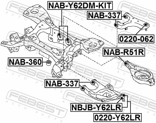 NABY62DMKIT Febest Сайлентблок балки моста