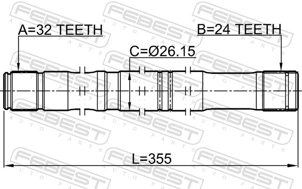 0112CDT220LH Febest Полуось передняя левая