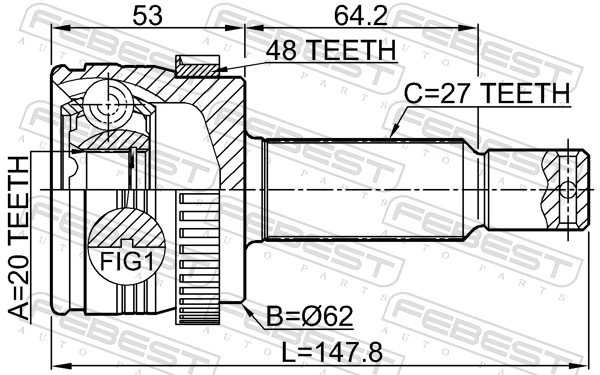 1210IX35A48R Febest ШРУС внешний задний