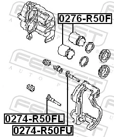 0274R50FL Febest Направляющая суппорта переднего нижняя