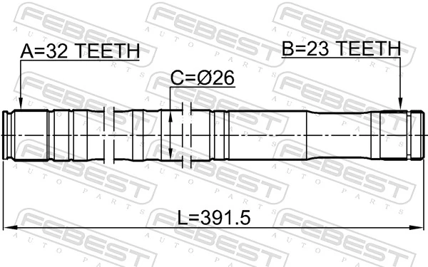 0112CT220RH Febest Полуось передняя, правая