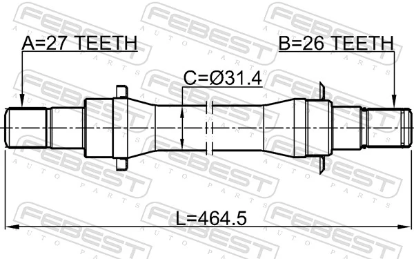 2212SP4WDMT Febest Полуось передняя, правая