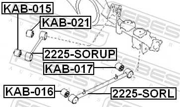 KAB021 Febest Сайлентблок заднего продольного верхнего рычага