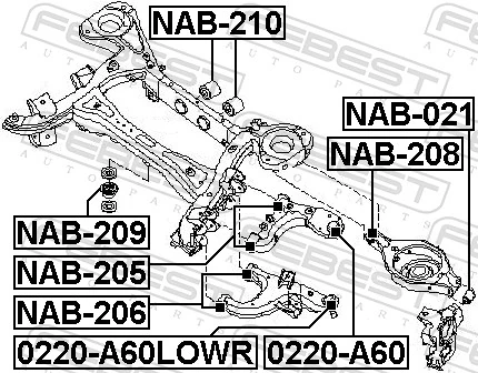 NAB206 Febest Сайлентблок задней тяги