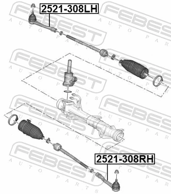 2521308RH Febest Наружный наконечник рулевой тяги