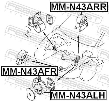 MMN43ARR Febest Подушка (опора) двигателя левая задняя