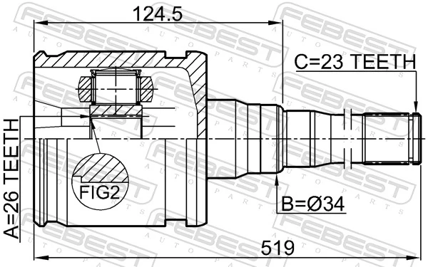 0111MCX20RH Febest Граната внутренняя передняя правая