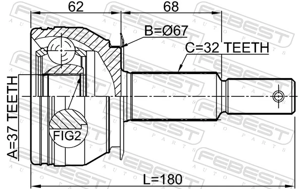0210R51R37 Febest ШРУС внешний задний