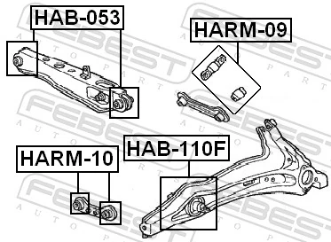 HAB110F Febest Сайлентблоки продольных рычагов передней подвески