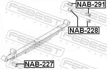 NAB228 Febest Сайлентблок задней рессоры, задний