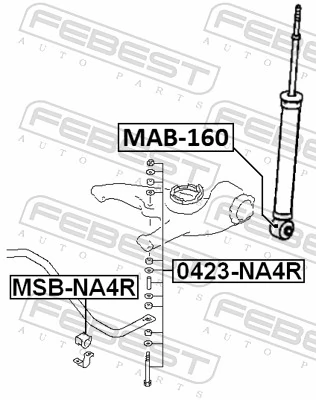 MAB160 Febest втулка крепления заднего амортизатора