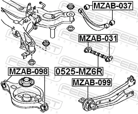 0525MZ6R Febest Поперечная тяга задней подвески