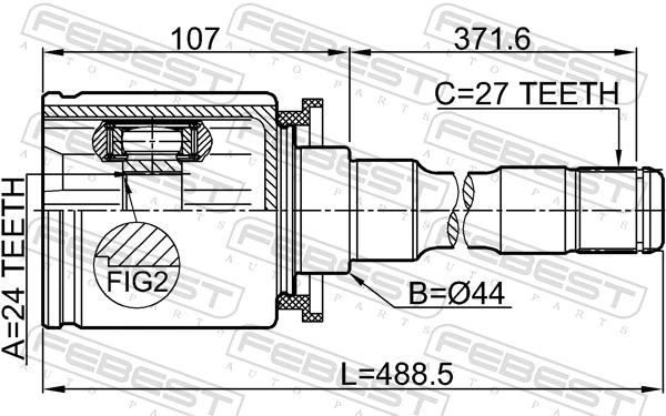 1911E83RH Febest Граната внутренняя передняя правая