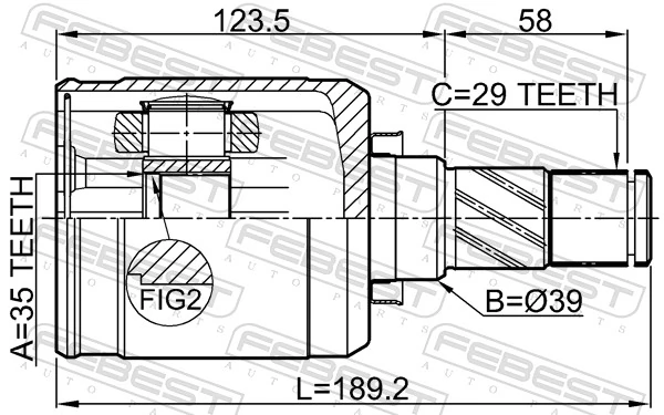 0211T31MTLH Febest Граната внутренняя передняя левая