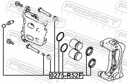 0275R52F Febest Ремкомплект суппорта тормозного, переднего
