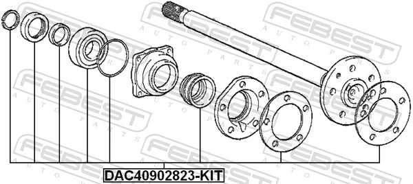 DAC40902823KIT Febest Подшипник полуоси заднего моста