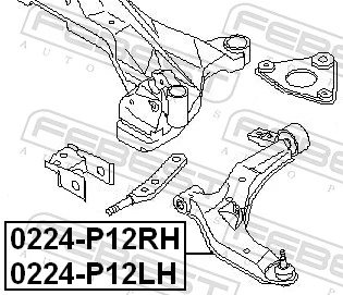0224P12RH Febest Рычаг передней подвески нижний, правый