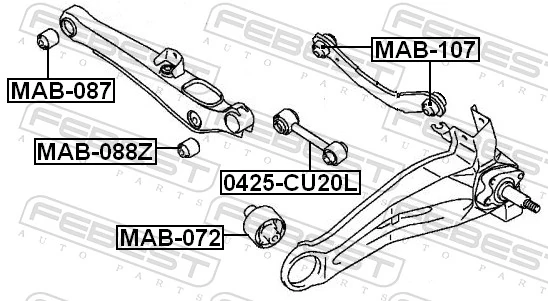 MAB088Z Febest Сайлентблок заднего поперечного рычага, наружный