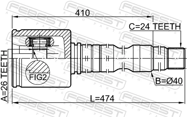 0111ACV40RH Febest Граната внутренняя передняя правая
