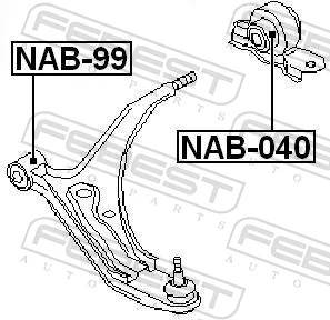 NAB040 Febest Сайлентблок нижнего переднего рычага