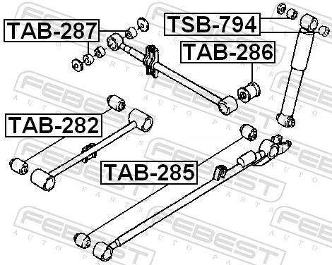 TAB282 Febest Сайлентблок заднего продольного рычага