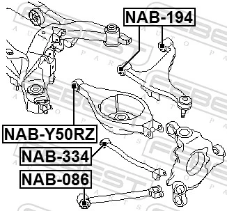 NAB334 Febest Сайлентблок задней поперечной тяги