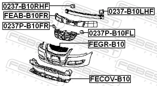 0237B10LHF Febest Кронштейн усилителя переднего бампера