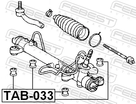 TAB033 Febest Сайлентблок крепления рулевой рейки