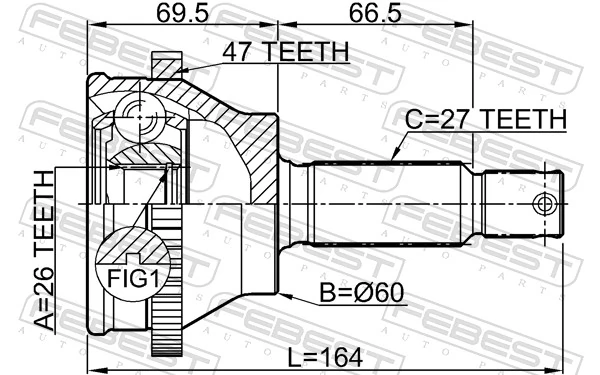 1210SON25A47 Febest Наружная граната