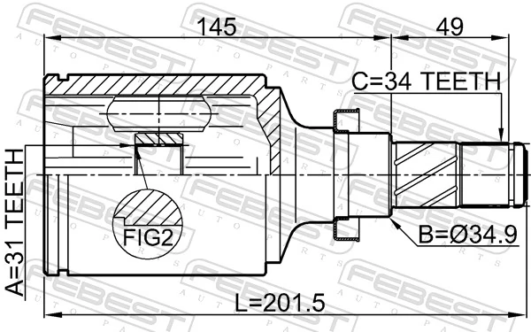 1011J300RH Febest Граната внутренняя передняя правая