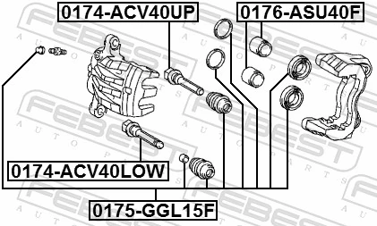 0175GGL15F Febest Ремкомплект суппорта тормозного, переднего