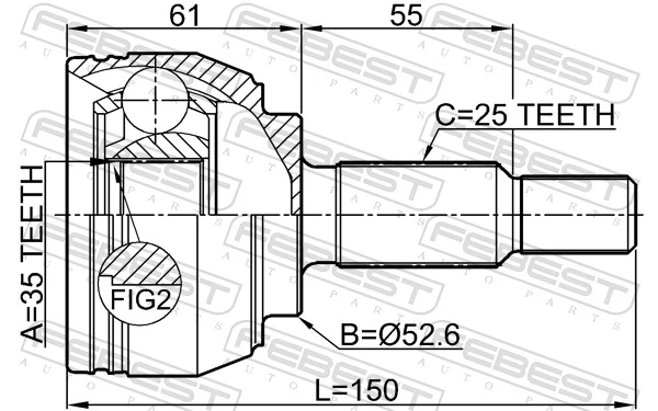 2410DUSTAWD Febest Наружная граната