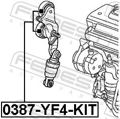 0387YF4KIT Febest Натяжитель клинового ремня