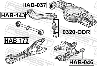 HAB173 Febest Сайлентблок заднего продольного рычага