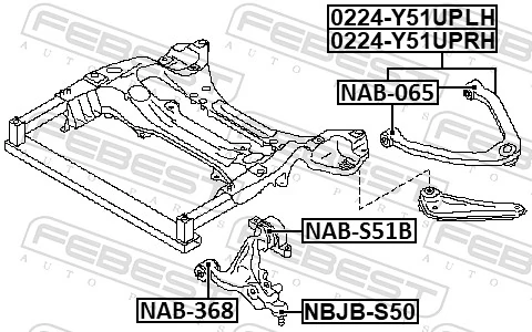 NAB368 Febest Сайлентблок нижнего переднего рычага