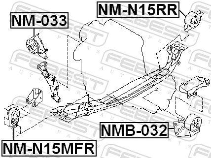Coxim (suporte) traseiro de motor Nissan Sunny 3 N14