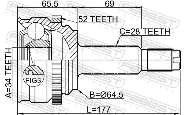 1410RODA52 Febest Наружная граната