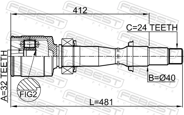 0111ASV50RH Febest Граната внутренняя передняя правая
