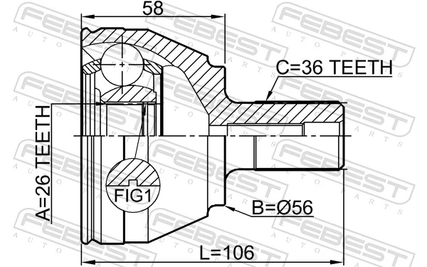 2110CB4TD Febest Граната наружняя передняя правая