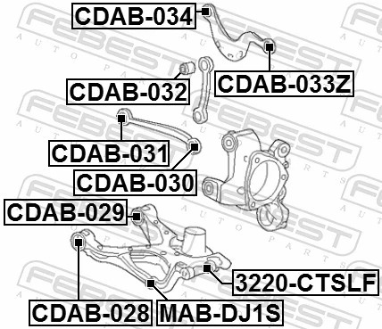 CDAB034 Febest Полиуретановый сайлентблок заднего верхнего рычага