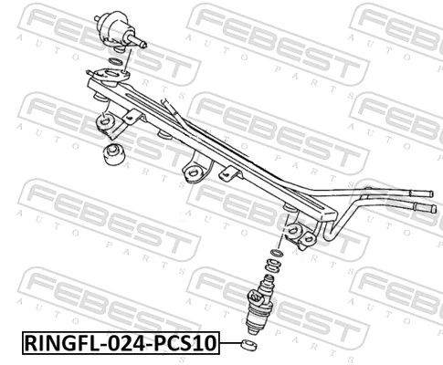 RINGFL024PCS10 Febest Кольцо форсунки инжектора посадочное