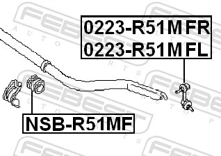 0223R51MFL Febest Тяжка стабилизатора, переднего, левая