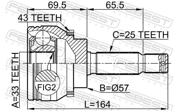 0410DJ24A43 Febest Наружная граната
