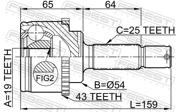 0410H66A43 Febest Наружная граната