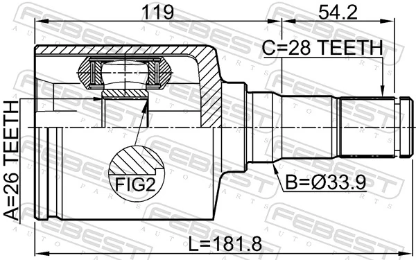 2111CA2LH Febest Граната внутренняя передняя левая