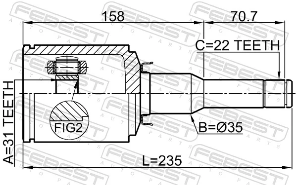 1011J300ATLH Febest Граната внутренняя передняя левая