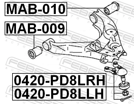 0420PD8LLH Febest Левая нижняя шаровая опора